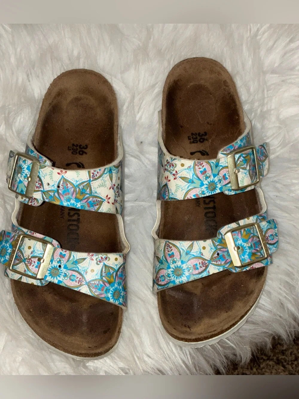 Birkenstock Flor Boho Flowers White Sz 36